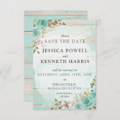 Sla de datum rustieke turquoise bloemige  Kaart (Voorkant / Achterkant)