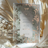 Sla de datum Sage Green Pimpernel Morris op Folie Uitnodiging