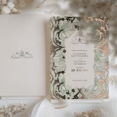 Sla de datum Sage Green Pimpernel Morris op Folie Uitnodiging