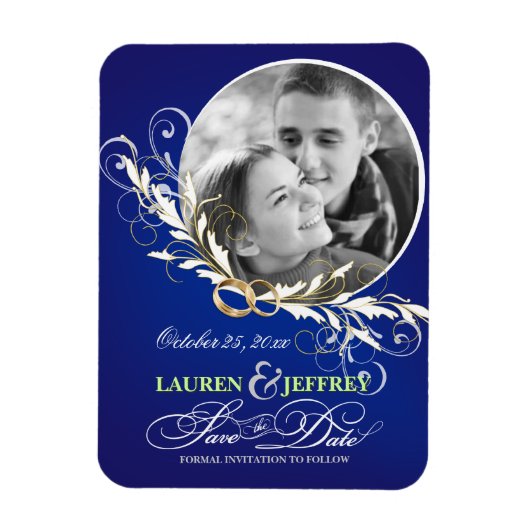 Sla de datum Sapphire Blue Wedding Photo Magnets Magneet (Verticaal)