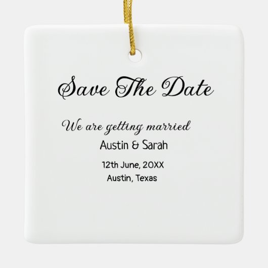 Sla de datum scan QR bruiloft website moderne teks Keramisch Ornament (Voorkant)