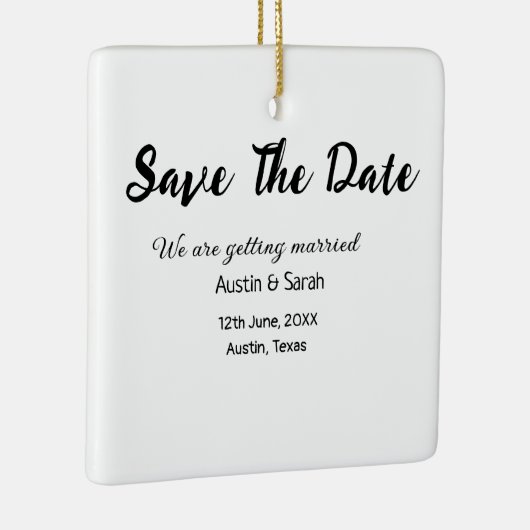 Sla de datum scan QR bruiloft website moderne teks Keramisch Ornament (Rechts)