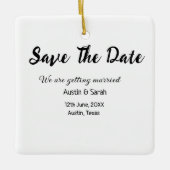 Sla de datum scan QR bruiloft website moderne teks Keramisch Ornament (Voorkant)