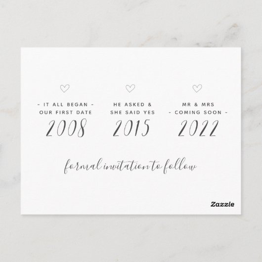 Sla de datum Schattigee bruiloft aankondiging Brie Briefkaart (Achterkant)