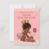 Sla de datum Schattigee etnische prinses op telefo Save The Date (Voorkant)