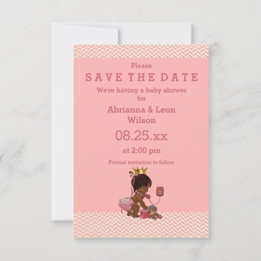 Sla de datum Schattigee etnische prinses op telefo Save The Date (Achterkant)