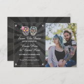 Sla de datum schedel fotokaart gotische bruiloft save the date (Voorkant / Achterkant)