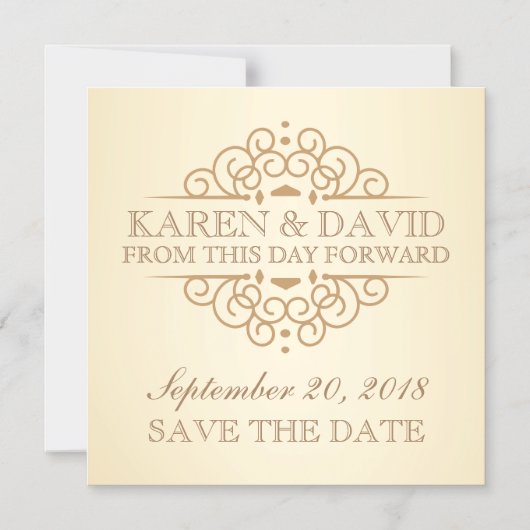 Sla de datum  Scrolls bruiloft herinnering Magnetische Uitnodiging (Voorkant)