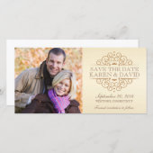 Sla de datum  Scrolls-fotokaarten op Save The Date (Voorkant / Achterkant)