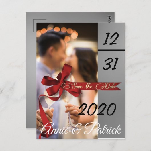 Sla de datum Silver en Black op Briefkaart (Voorkant / Achterkant)