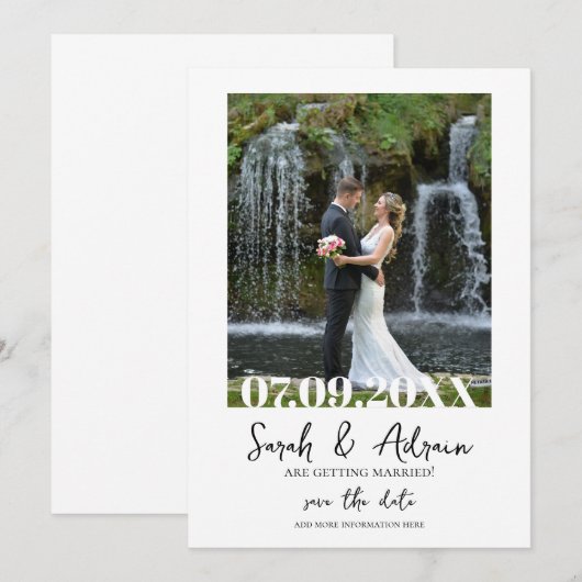 Sla de datum Sjabloon met foto Kaart (Voorkant / Achterkant)