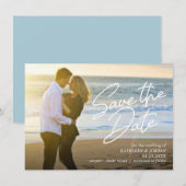 Sla de datum Smooth Script Wedding aankondiging (Voorkant / Achterkant)