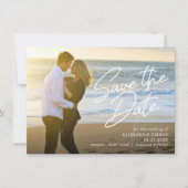 Sla de datum Smooth Script Wedding aankondiging (Voorkant)