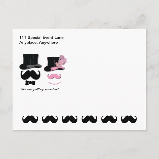 Sla de datum Snor en Top Hat Briefkaart (Achterkant)