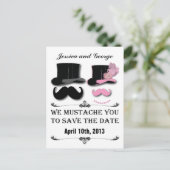 Sla de datum Snor en Top Hat Briefkaart (Staand voorkant)