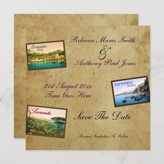 Sla de datum ~ Sorrento op Save The Date (Voorkant / Achterkant)