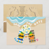 Sla de datum-speelse ananas-personages op save the date (Voorkant / Achterkant)