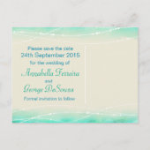 Sla de datum sprankelende zeeen bruiloft briefkaar aankondigingskaart (Achterkant)