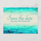 Sla de datum sprankelende zeeen bruiloft briefkaar aankondigingskaart (Voorkant)