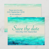 Sla de datum sprankelende zeeen bruiloft briefkaar aankondigingskaart (Voorkant / Achterkant)