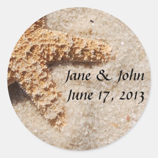 Sla de datum Starfish Envelope Seals op Ronde Sticker (Voorkant)