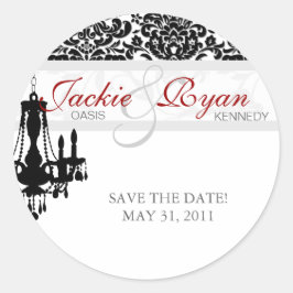 Sla de Datum Sticker Kroonluchter BW Damask op