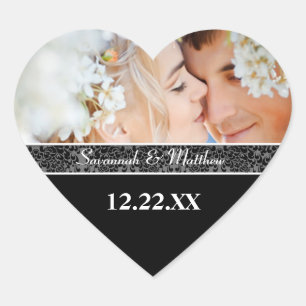 Sla de datum Sticker zwart-wit uw foto