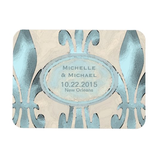 Sla de datum Stijl Fleur de Lis op Magneet (Horizontaal)