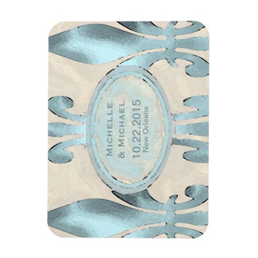 Sla de datum Stijl Fleur de Lis op Magneet (Verticaal)