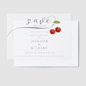 Sla de datum stijlvolle rode kersen bruiloft vellum uitnodigingen (Offset)