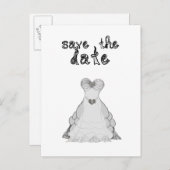 Sla de datum stof lettertype trouwjurk briefkaart (Voorkant / Achterkant)