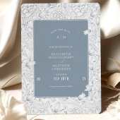 Sla de datum stoffige blauwe elegantie tulpen kaart