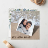 Sla de datum strand bruiloft notitiekaartje (Voorkant / Achterkant in situ)