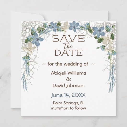 Sla de datum strand bruiloft notitiekaartje (Achterkant)