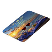 Sla de datum strand en wijn zonsondergang magneet (Linkerzijde)