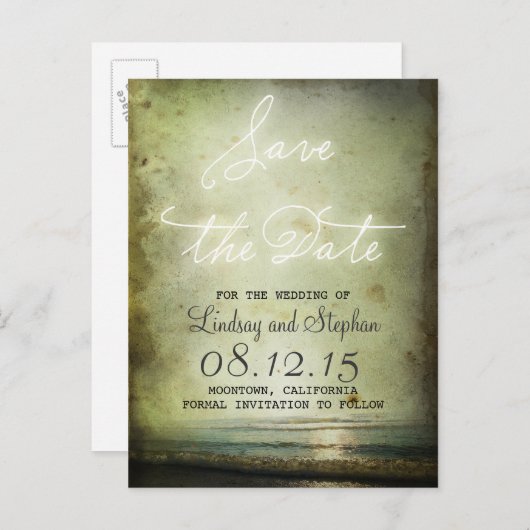 Sla de datum  Strandmagneten op Aankondigingskaart (Voorkant / Achterkant)