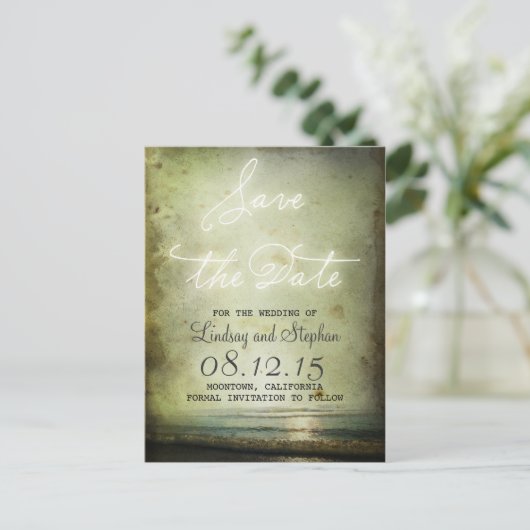 Sla de datum  Strandmagneten op Aankondigingskaart (Staand voorkant)