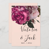 sla de datum String Lights Burgundy Flowers op Kaart (Voorkant / Achterkant)