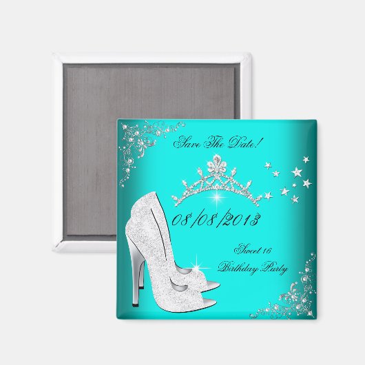 Sla de datum Sweet 16 Blauwgroen hoge hakken schoe Magneet (Voorkant / Achterkant)