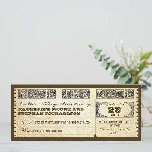 Sla de datum  tickets op save the date (Staand voorkant)