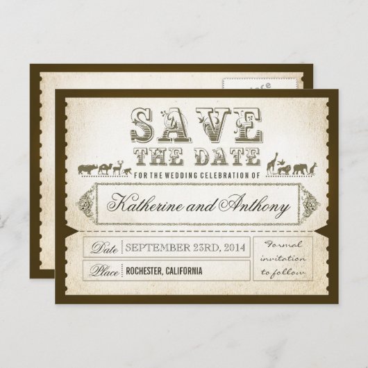 Sla de datum tickets ZOO SAFARI op Aankondigingskaart (Voorkant / Achterkant)