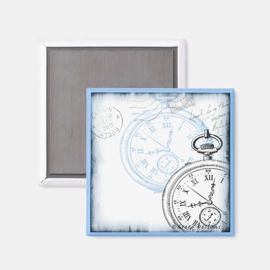 Sla de Datum Tijdstuk Pocketwatch Design op Magneet (Voorkant / Achterkant)