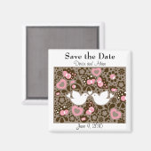 Sla de datum Tortelduifjes trouwmagneet op Magneet (Voorkant / Achterkant)