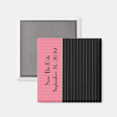 Sla de datum Trendy Black Pinstripe Pink Argyle op Magneet (Voorkant / Achterkant)