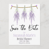 Sla de datum Triple Lavender Flower Bundle Aankondigingskaart (Voorkant)