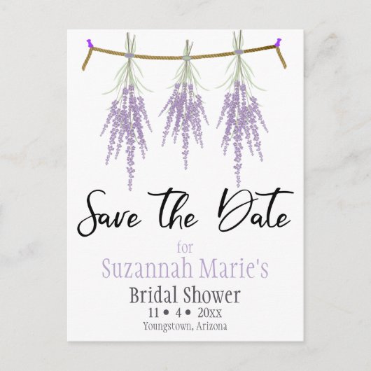 Sla de datum Triple Lavender Flower Bundle Aankondigingskaart (Voorkant)