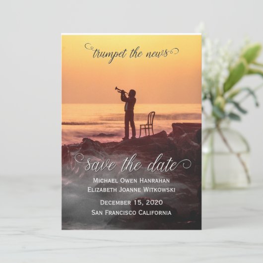 Sla de datum trompet het nieuws! kaart (Staand voorkant)