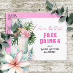 Sla de Datum Tropische Vrije Drinken Bruiloft Briefkaart<br><div class="desc">Adult thema Hawaiian tropical beach bloemenbruiloft waterverf graphic grappig bruiloft opslaan van de datum. Aangepast,  gepersonaliseerd</div>