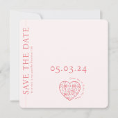 Sla de datum Trouwkaart Blush Roze QR-code op Save The Date (Voorkant)