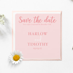 Sla de datum Trouwkaart Blush Roze QR-code op Save The Date